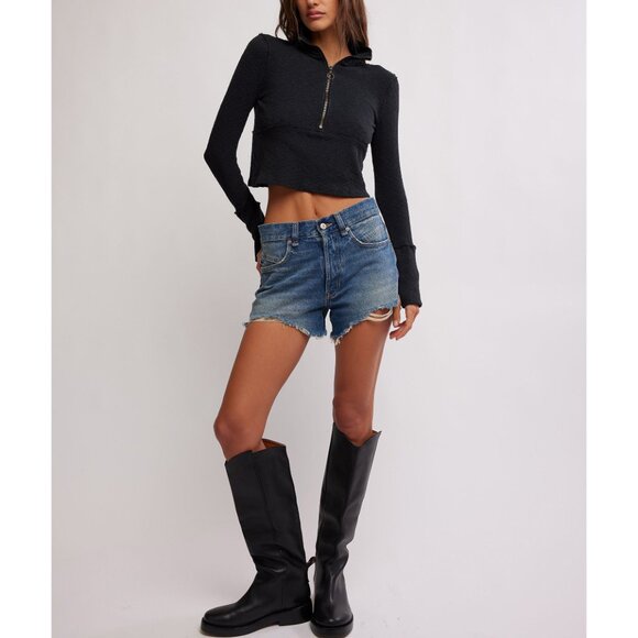 FREE PEOPLE We The Free Midnight Half Zip / Black - Picture 9 of 10